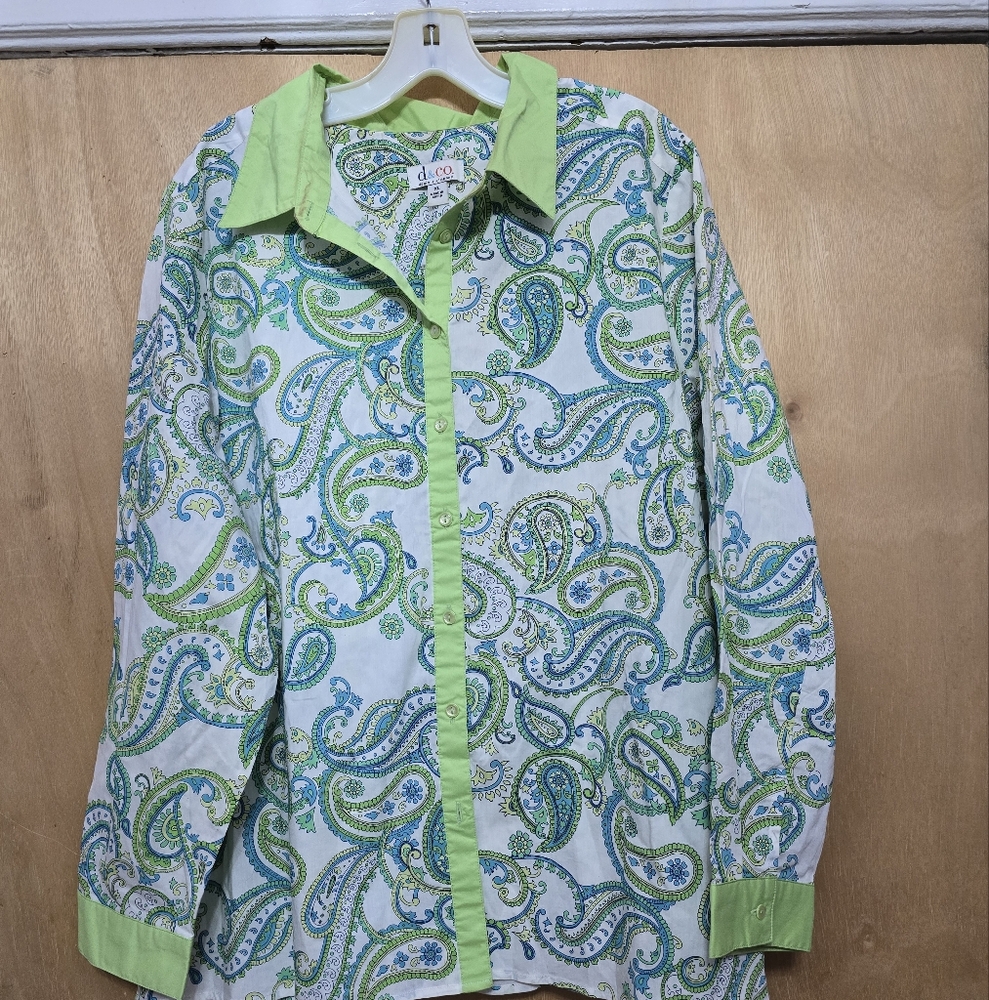 Green Paisley Button-Up Shirt